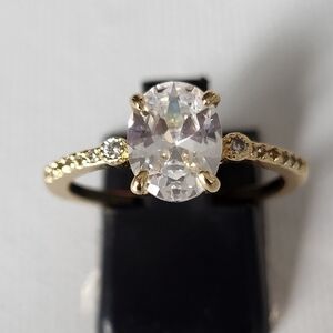 Cute Oval White CZ Engagement Ring/ Promise Ring Goldtone
